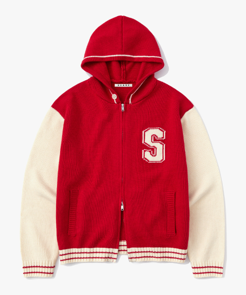 IVY UNI KNIT HOOD ZIP-UP RED
