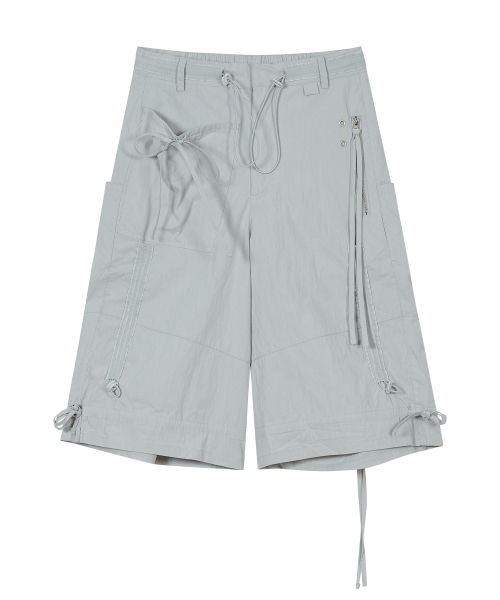 Lace Trim Strap Pants [Gray]