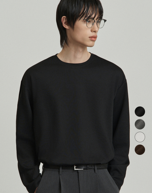 레스티드 세미 오버핏 라운드넥 니트 (4color)
