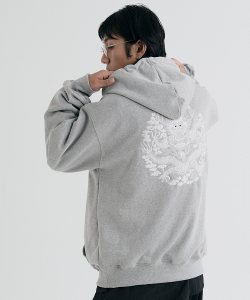 Traditional embroidery Hoodie (gray)