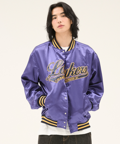 Сатиновый бомбер с надписью Team (N251JP111P) Purple