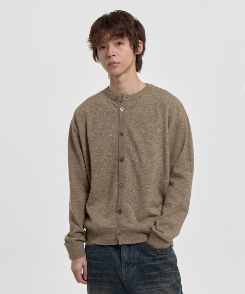 Кроп-кардиган с круглым вырезом (Melange Beige)