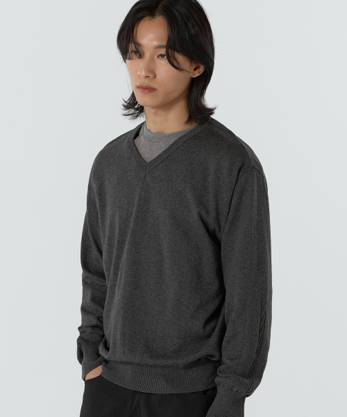 Рафинированный V-neck трикотаж (Charcoal)