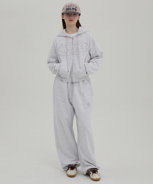 Logo Applique Sweatpants MELANGE WHITE