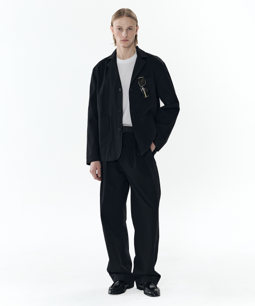 [SET] Свободный костюм из вареного хлопка [Black]
