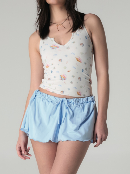GLOWNY ♥ TWIRL FLARE SHORTS /追跡付 TWIRL FLARE SHORTS (WHITE MELANGE) - GLOWNY
