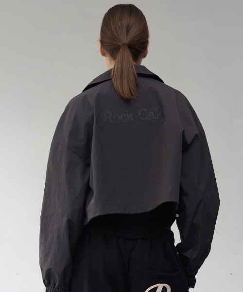 Rivet Embellished Nylon Jacket - Charcoal