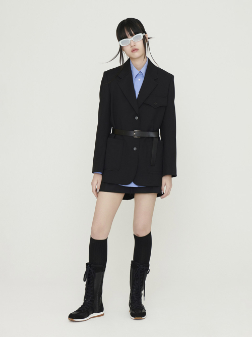 Back Slit Option Belt Single Jacket (black) LFJAS25210BKX