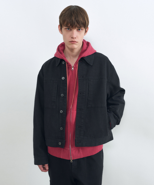 Укороченная джинсовка в рубчик BLACK
