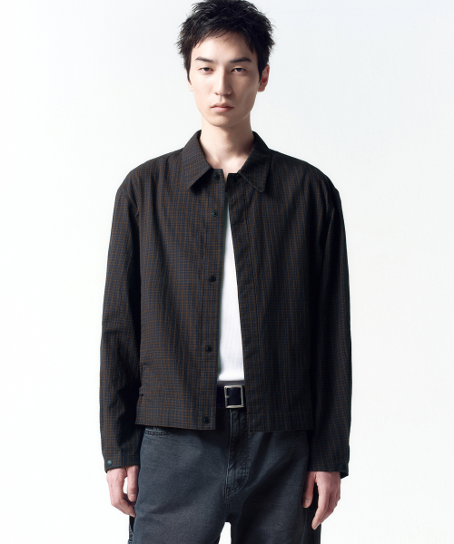 컴팩트 크롭 자켓 BROWN CHECK