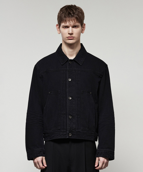 일꼬르소() 유니온 데님 트러커 자켓 블랙 IEJU5E212BK 상품 이미지