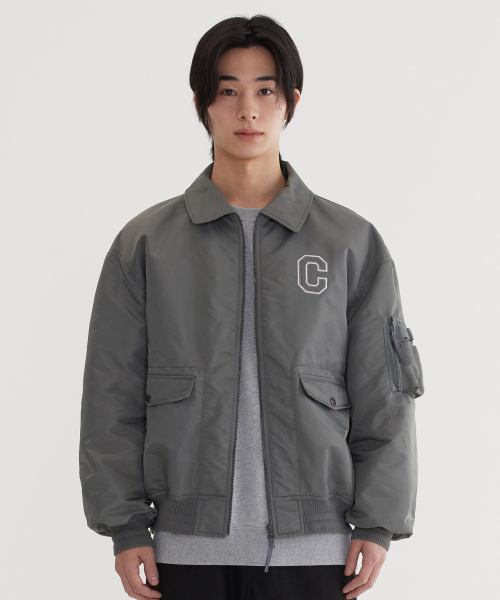 Куртка MA-1 с воротником и логотипом C, Sage Gray