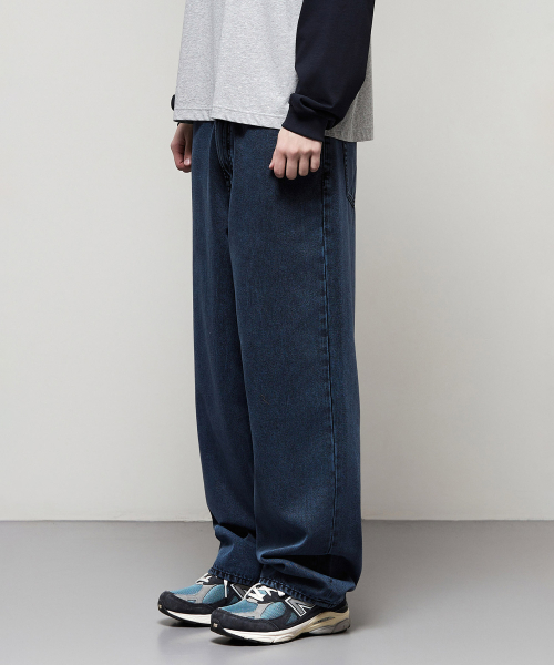 일꼬르소() 워시드 다이얼 와이드 팬츠 오션 네이비 IEPA5E101B3 상품 이미지