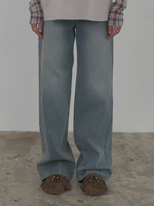 레이브(RAIVE) Stripe Straight Denim Pants in Blue VJ5SL400