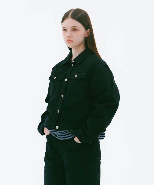 Color Denim Trucker Jacket_Navy