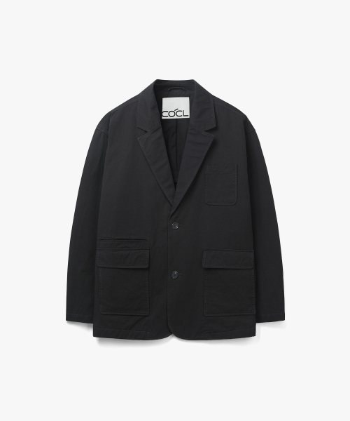코튼 루즈핏 워시드 블레이저 블랙 COOSJK039BLACK
