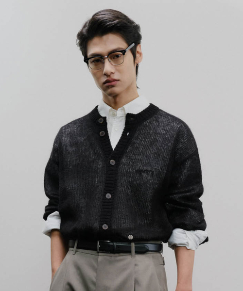 WEB DOUBLE-RIB CARDIGAN Black