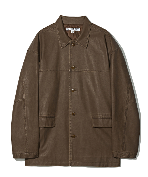 VTG Washed Leather Car Coat Brown