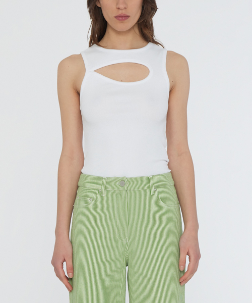 (W) джерси срез вырез поп белый JERSEY CUT-OUT POP WHITE