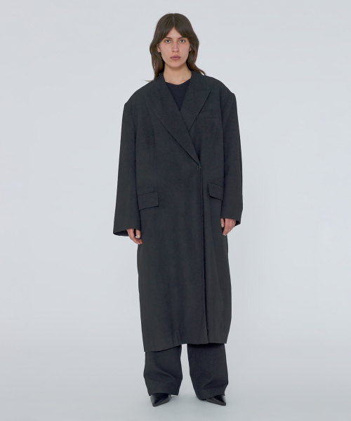 (W) оверсайз боксер пальто чёрный OVERSIZE BOXY COAT BLACK