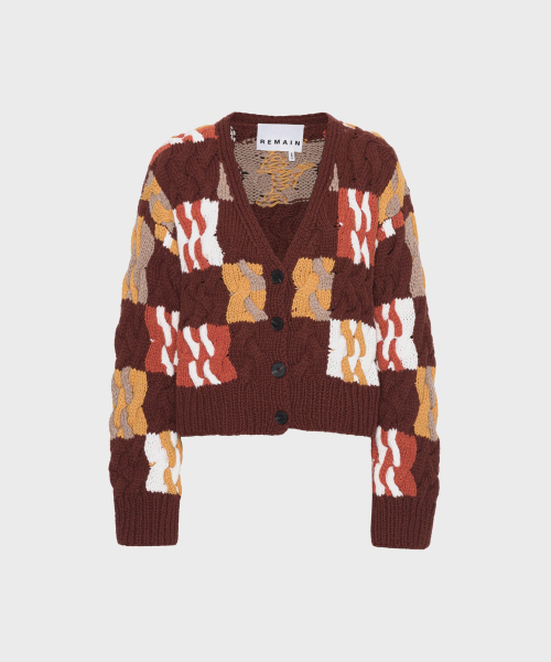 (W) кабель трикотаж кардиган ром изюм CABLE KNIT CARDIGAN RUM RAISIN COMB