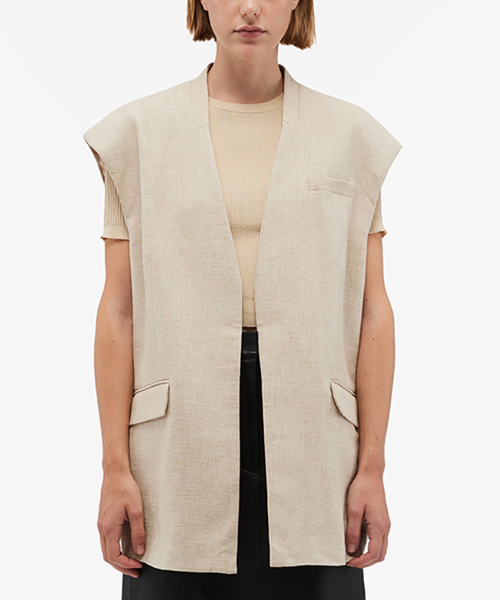 (W) Оверсайз жилет TOFU BEIGE