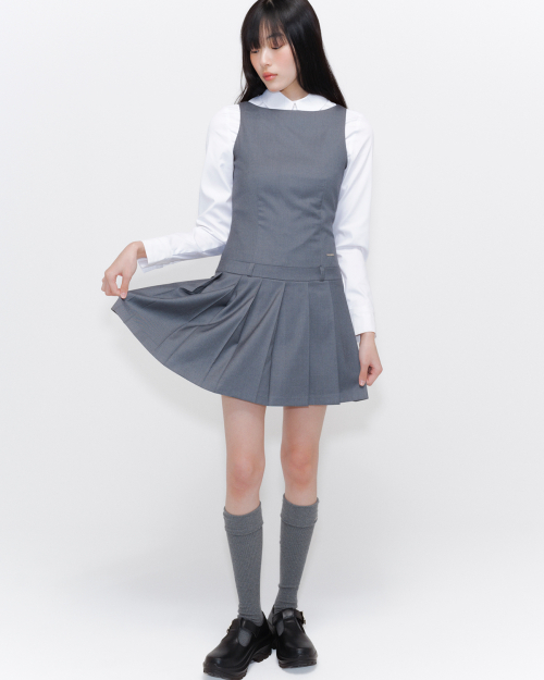 【Miseki SEOUL】25ss Pleats one piece 미세키서울(MISEKI SEOUL) Pleats one piece CHARCOAL - 사이즈