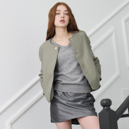 Кожаная куртка British из овчины с золотыми пуговицами_KSJK250102