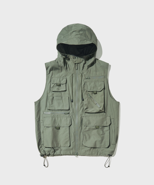 SAFARI HOOD VEST_L.GREEN