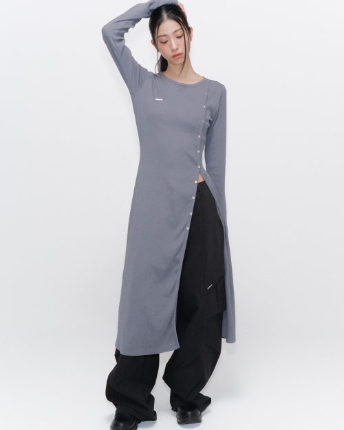【Miseki SEOUL】25ss Long layered cardigan one piece ☆ MISEKI SEOUL☆ Long layered cardigan one piece CHARCOAL