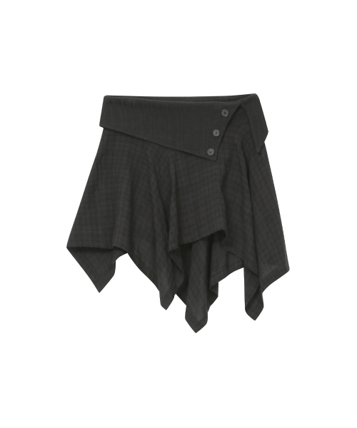 Unbalanced flow mini skirt CHECK