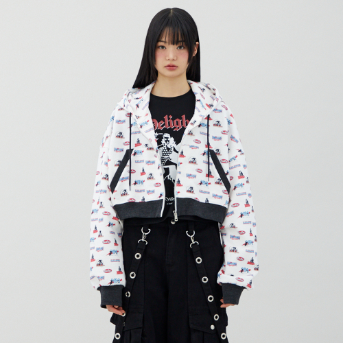 Худи на молнии LALA PATTERN HOODIE ZIP-UP WHITE BR2CJ005