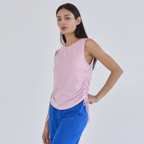 Майка из модала со сборками по бокам OZTS1169 - Pink