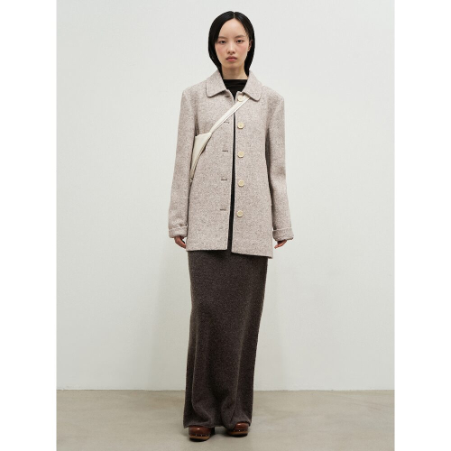 Melange Wool Blend Half Car пальто айвори