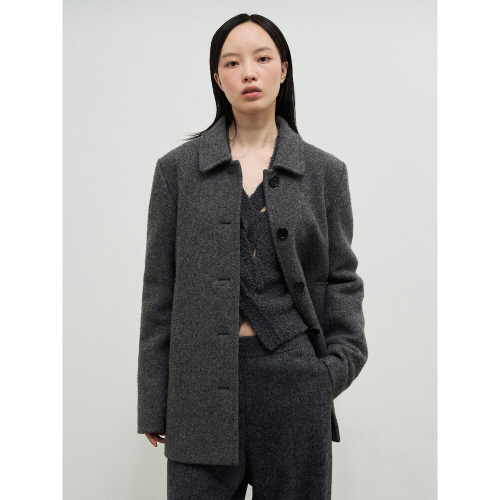 Melange Wool Blend Half Car пальто Grey
