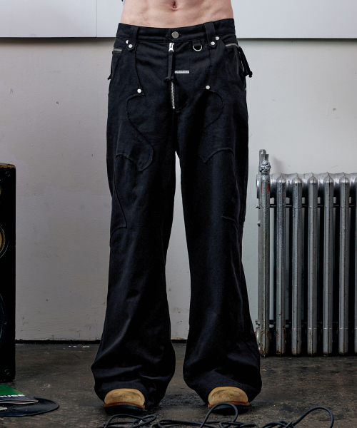 WESTERN BOOTS CUT PANTS BLACK