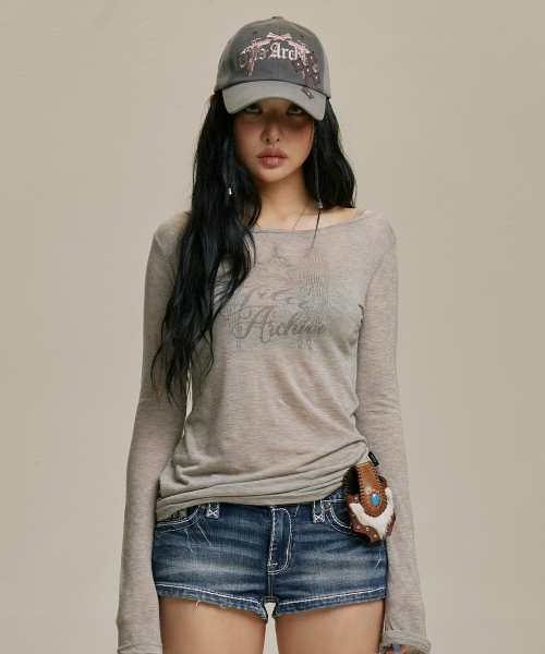 GILA ARCHIVE ♥ STAR WING SHEER LONG SLEEVE /追跡付 길라아카이브(GILAARCHIVE) STAR WING SHEER LONG SLEEVE_GY