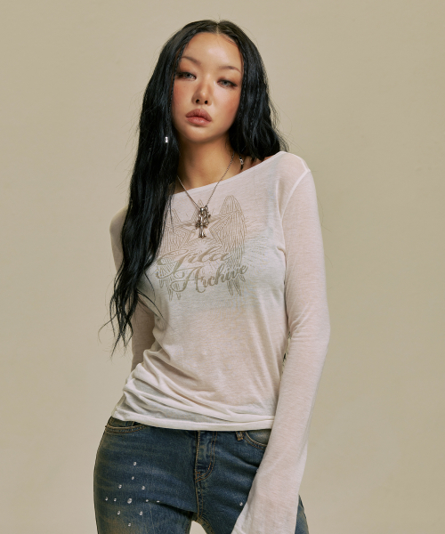길라아카이브(GILAARCHIVE) STAR WING SHEER LONG SLEEVE_WH