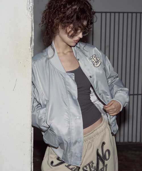 PLNF Logo Varsity Jacket (Pale Grey)