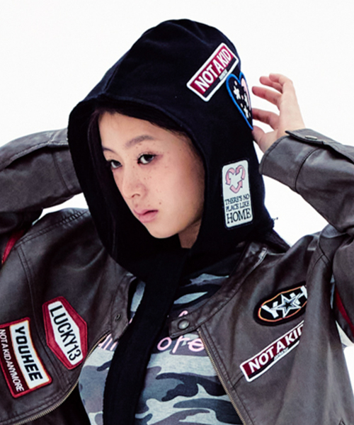 YOUHEE WAPPEN HOOD MUFFLER BLACK