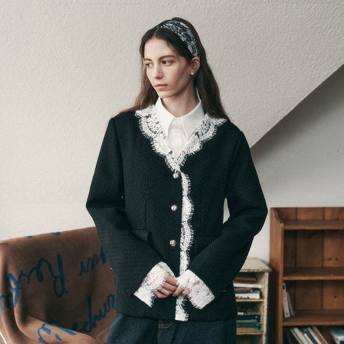 PM_V-neck lace jacket_2color