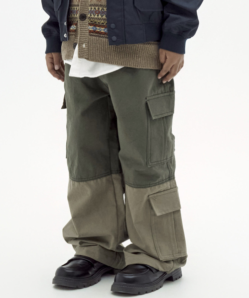 테이크이지 키즈() 콤비네이션 립스탑 카고 팬츠 (카키) 상품 이미지