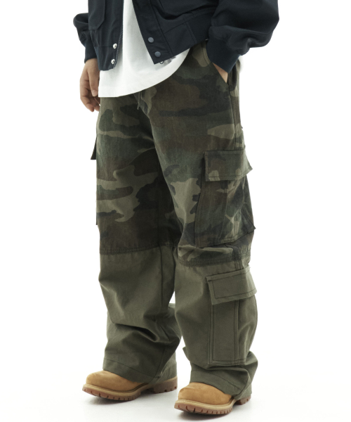 테이크이지 키즈() 콤비네이션 립스탑 카고 팬츠 (카모카키) 상품 이미지