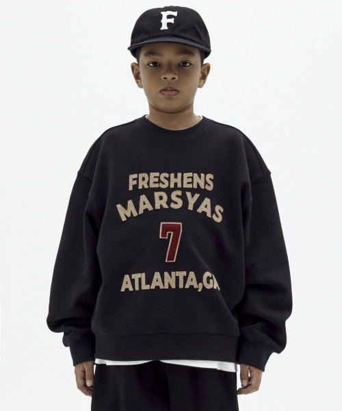 테이크이지 키즈() 마르시아스 크루넥 절개 오버맨투맨 (블랙) 상품 이미지