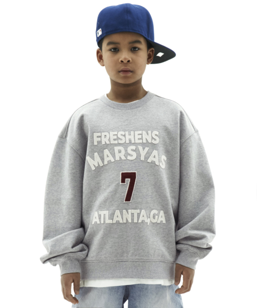 테이크이지 키즈() 마르시아스 크루넥 절개 오버맨투맨 (멜란지그레이) 상품 이미지