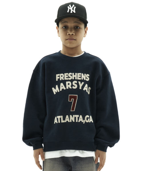 테이크이지 키즈() 마르시아스 크루넥 절개 오버맨투맨 (다크네이비) 상품 이미지