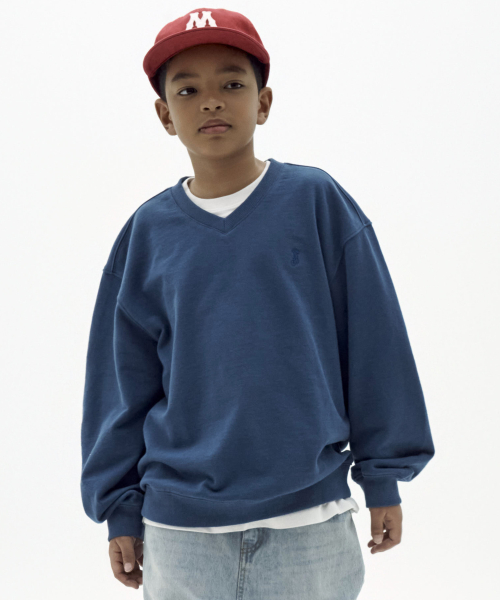 테이크이지 키즈() 스몰라쿠 브이넥 오버맨투맨 (딥블루) 상품 이미지