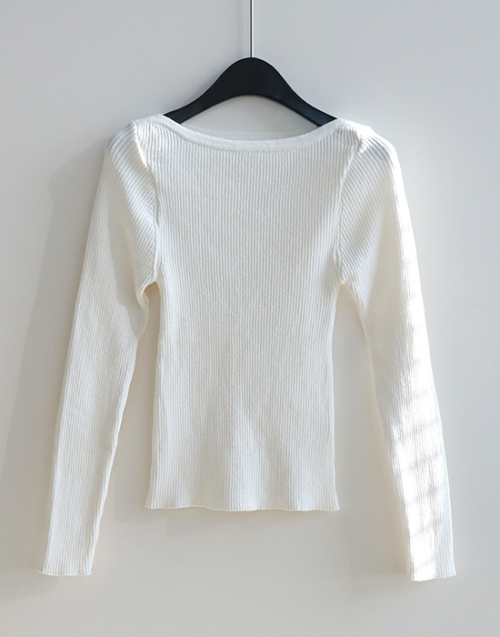 rib boat neck KNIT (cotton 100%) (IVORY)
