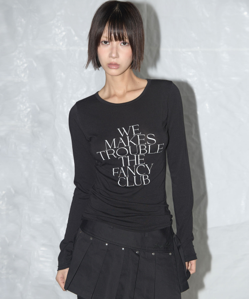 WE MAKES TROUBLE LONG SLEEVE (BLACK)_F25QB099