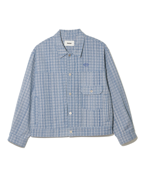DENIM PANELLING TRUCKER JACKET (BLUE)